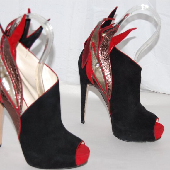 EU37/US7❤️Brian Atwood Suede Leather High Heel Platform Ankle Boots Bootie ITALY - Picture 10 of 15